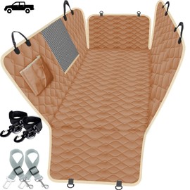 Lassie Truck Dog Car Seat Covers Back Seat, Waterproof Dog Car Hammock for Truck with 2 Dog Seat Belts and Storage Bags, Truck Seat Protectors for F150 F250 F450 Silverado Sierra Tundra