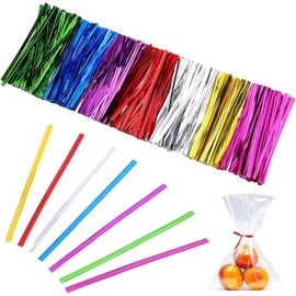 800pcs 4" Metallic Twist Ties for Bags, Colorful Reusable Bread Ties Bag Ties Wire Ties for Bakery Bread Candy Coffee Bags, Goodie Bags, Party Gift Wrapping Bags