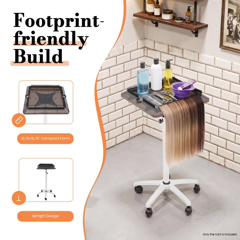 Hair Extension Tool Tray Trolley Cart, Height Adjustable w/RemovableTray