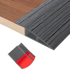 Floor Transition Strip Self Adhesive Vinyl Door Threshold for Doorways Carpet Edging Trim Overlap Edge Reducer for Laminate Floor, Carpet, Tile (Deep Gray Wood Grain, 1/5" to 2/5", 6.6Ft)