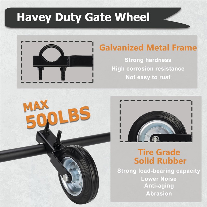 Auxdee 6" Heavy Duty Gate Wheel Pack of 1, Farm