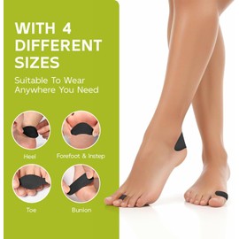 Bukihome Almohadillas adhesivas Moleskine para pies - Cinta para prevenir ampollas - Almohadillas Moleskine para ampollas, zapatos, dedos y talones, reducen el dolor por fricción - 22 hojas de 4 unida