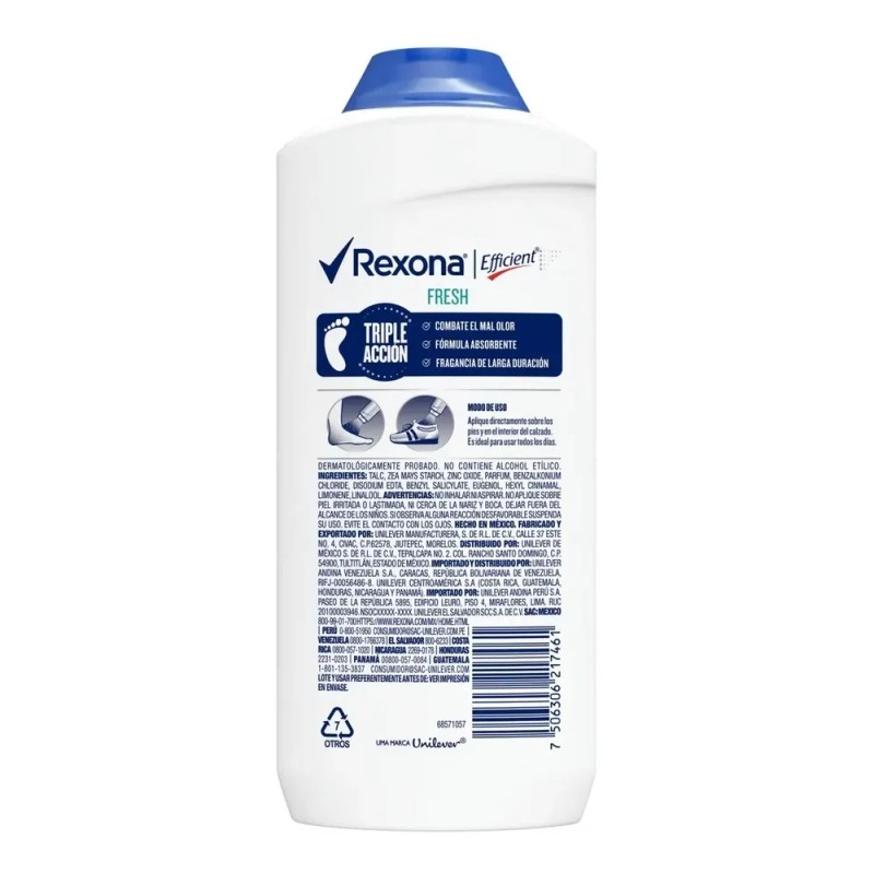 Talco Para Pies Rexona Efficient Fresh 48 Horas 200g