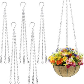5 Pack Hanging Basket Chains, 16" Heavy Duty Metal Hanging Basket Chains 3 Point, Adjustable Chains for Hanging Baskets with 3 Clip Hooks, Super Load-Bearing, Galvanised No Rust for Years of Use