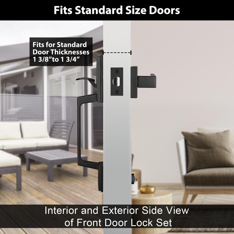 Haidms Bronze Front Door Handle, Entry Door Handle and Reversible