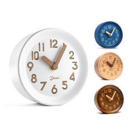 Driini Reloj analógico de computadora de Madera, 4.3 Pulgadas Reloj Decorativo de Madera de pino, diseño sin pino, fácil de Leer, silencioso, Reloj de Mesa silencioso, con Cuerpo de Madera, Manos y