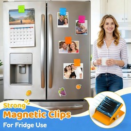 Grtard 8 Pack Colorful Magnetic Clips, Strong Fridge Magnets Clips Heavy Duty, Metal Magnet Clips for Fridge, Clip Magnets, Magnetic Clips for Refrigerator, Locker, Whiteboard, Home, Office(1.2Inch)