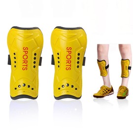 Espinilleras de fútbol juvenil para niños, equipo de protección de pantorrilla para niños, niñas, adolescentes y niños de 3 a 15 años (S 3 pies 3 a 3 pies 9 pulgadas, amarillo)