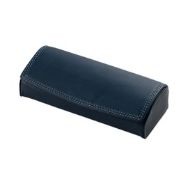 Miragro SL-CD-284 Kip Leather Double Stitched Eyeglass Case (Glasses Case, Sunglasses Case, Men's, Women's, Portable, Storage, Leather, Gift, Present, Father's Day), navy