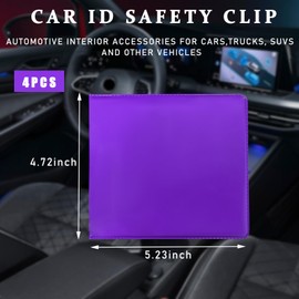 Augeny 4 PCS Car Insurance and Registration Holder, 5.2"× 4.7" Essential Leather Auto Glove Box Organizer with Closure, Universal Vehicle Interior Card Storage for Men Women (Purple)