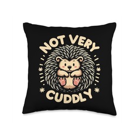 Not Very Cuddly Funny Valentines Day a Sarcastic Hedgehog Throw Pillow