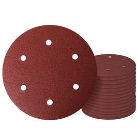 9 Inch 6 Hole Sanding Disc, GOH DODD 40 Grit 15 Pieces Hook and Loop Sandpaper Aluminum Oxide Sanding Pads Sand Paper for Drywall Sander