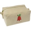 'Merry Christmas Greeting with Red Bell ' Canvas Wash Bag/Makeup