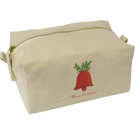 'Merry Christmas Greeting with Red Bell ' Canvas Wash Bag/Makeup Case (CS00041683)