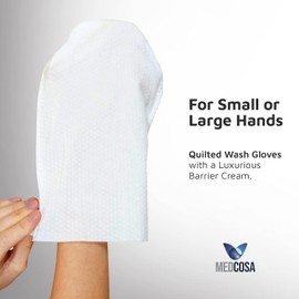 Medcosa Adult Washcloths - Unique Disposable Body Wipes Shaped Like a Glove - Unscented, Premoistened Wet Wipes - 5 Pack (50 Wash Cloths)