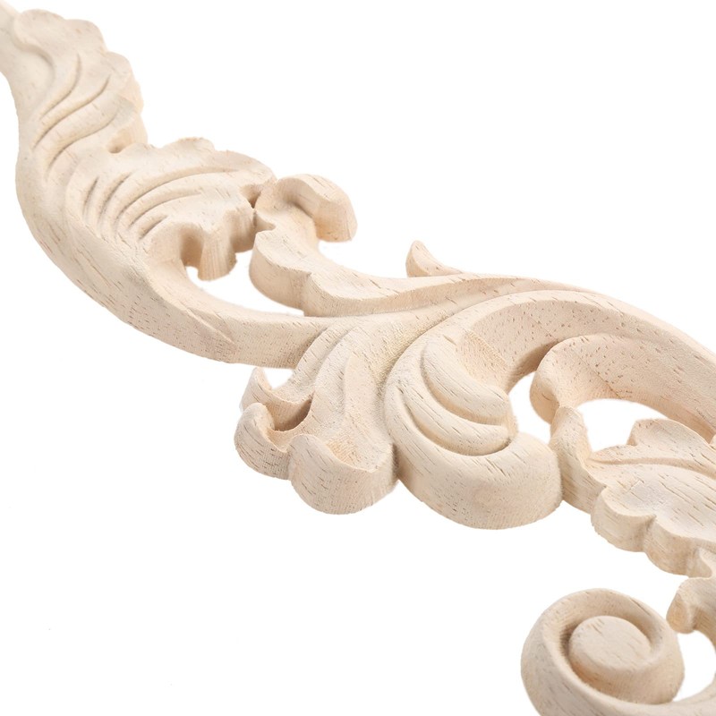 MUXSAM 20x5cm 木彫りデカールコーナー 木製アップリケ 装飾モールディング 波形渦巻模様 家具装飾 飾り棚 壁 未塗装