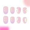 Oval Press on Nails Short Fake Nails Purple French Tip