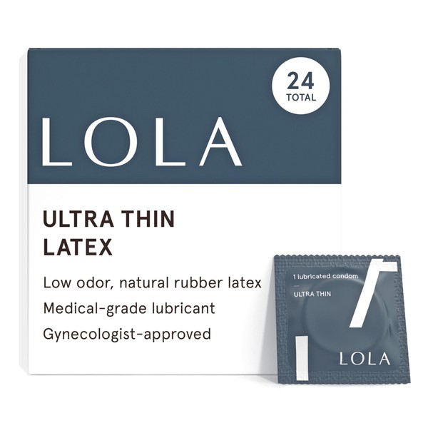 LOLA Ultra Thin Latex Condoms - Ultra Thin Condoms with Silicone Based Lube, Sexual Wellness Condoms with Intimate Lubricant, 24 Count