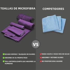 Toalla Microfibra Secado Rápido 3 Pack, Toalla Natacion Super Absorbente Toalla Gym de Baño Suave y Ligero para Natacion, Toalla de Viaje Ligera y Portatil para Natacion, Deporte, Baño, Viajes, Morado