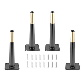 Seimneire 4pcs 8 Inch Furniture Legs, Straight Conical Metal Legs Matte Black Gold Mid-Century Style Furniture Feet for Sofa Cabinet Table Chair Cupboard Couch Ottoman Home DIY Projects