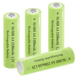 Pre-Charged Rechargeable AA Solar Batteries 1.2v 1100mAh Ni-MH for Electronic Toy, Outdoor Solar Lights, Clock, TV Remote, 4 Packs