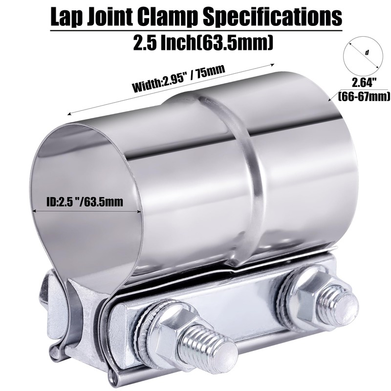 Vitonsbay 2.5 Inch Exhaust Clamp, 2 1/2 inch Lap Joint