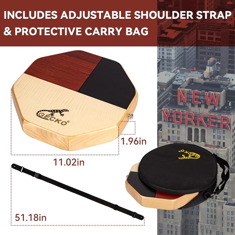 Cajon Drum, GECKO Mini Cajon Protable Hand Percussion Instrument (with