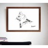 Picasso Cat Drawing Framed Poster aoipro (Wood Grain Frame)