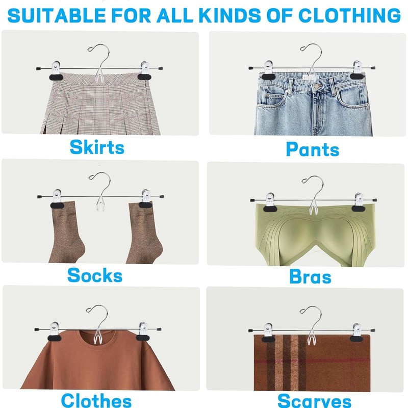 Amber Home 20 Pack Heavy Duty Metal Pants Skirt Hangers,