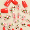 24Pcs Christmas Fake Nails Short Almond Press on Nails with