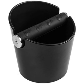 Coffee Knock Box for Espresso – 4.9-Inch Grounds Bin with Removable Metal Knock Bar, Shock-Absorbent, Non-Slip Base – Black Coffee Waste Container for Barista Use