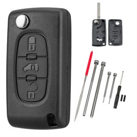 Key Fob Case with Steel Pin Removal Tools Needle File For Citroen Berlingo Dispatch Toyota Proace Fiat Scudo Peugeot Partner Expert Van Key Shell Cover(3 Buttons CE0536-VA2 Blade)