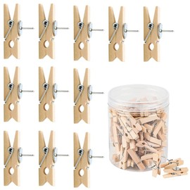 Pack of 50 push pin clips, wooden pegs with pins, pins with wooden clips, push pins, wooden clips, wooden drawing pins, wood for cork boards, notice board, photo wall