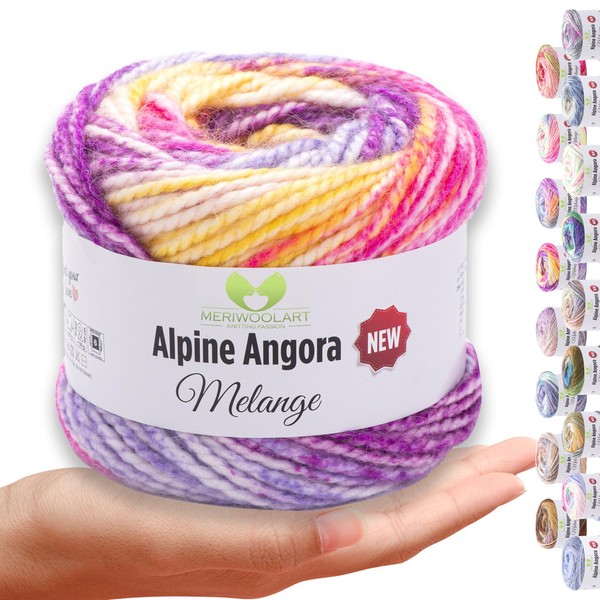 MeriWoolArt® Merino Wool for Knitting - 150 m Multicoloured Thick
