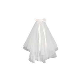 [SaveSooo] Wedding Veil 1 Piece Veil Wedding with Bowknot Wedding Veil White Tulle Thread Bowknot Props Head for Bride Wedding Veil, white