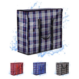 82L Extra Large JUMBO Storage Bags 190GSM for Organizing | Heavy-Duty Laundry Bags with zips for Clothes, Bedding | Durable Laundry Bag with Reinforced Handles. (NAVY BLUE)