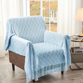 inhand Knitted Throw Blanket for Couch and Bed, Soft Living Room Home Decor Knitted Blanket with Tassel, Outdoor Lightweight Breathable Summer Blanket, Farmhouse Warm Woven Decorative, 50"x60"