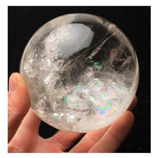 Wixine 1Pcs 40mm Rare Clear Natural Rainbow Large Quartz Crystal Sphere Ball Healing Stone