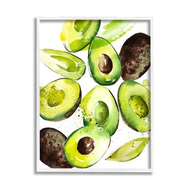 Stupell Industries Modern Avocado Halves White Framed Giclee Art Design by Enya Todd