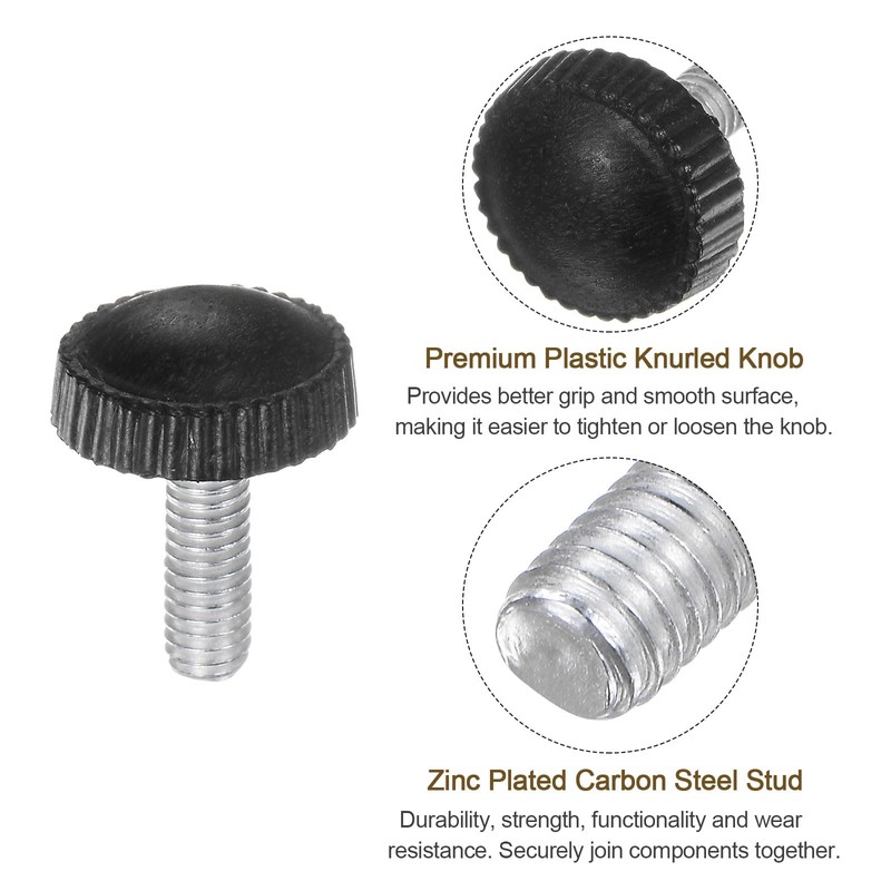 uxcell 20pcs M4 x 12mm Metric Male Thread Knurled Knobs,