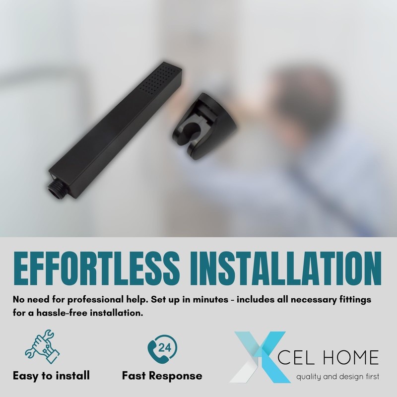 Black Cube Shower Head with Bracket - Modern Bathroom Tap