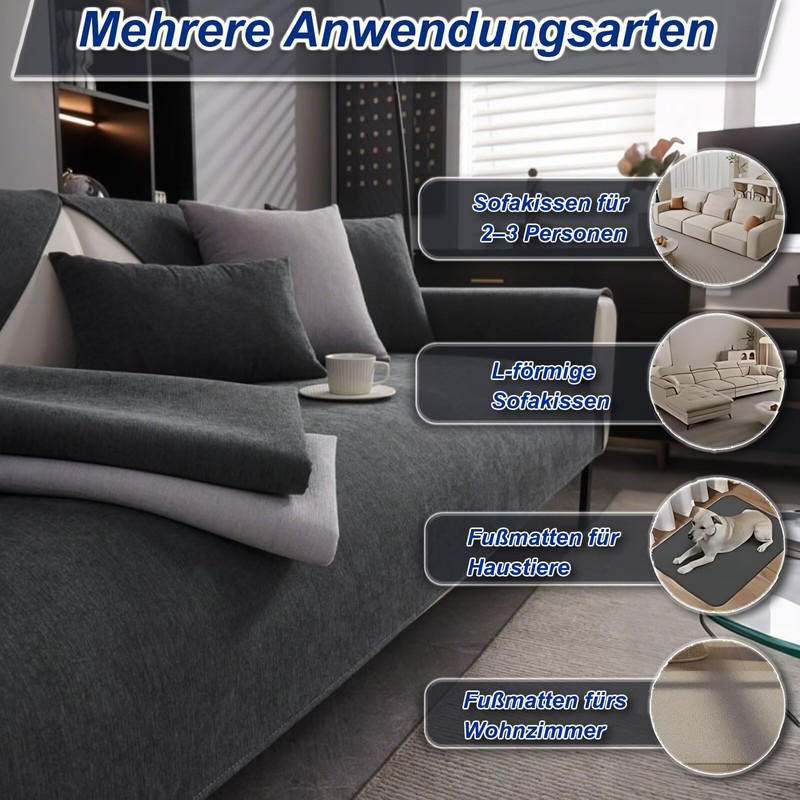 Gluhbirnen Copridivano antiscivolo, rivestimento proteggi-divano, coperta per divano, grigio scuro,