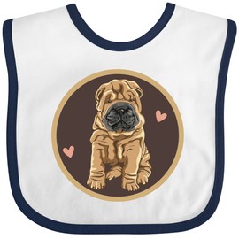 inktastic Chinese Shar-Pei Dog Art Baby Bib White and Navy 3cffd