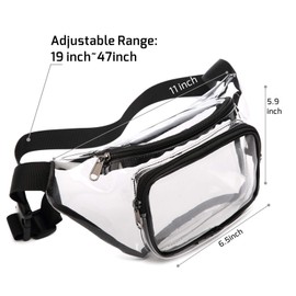 Veckle 2 Pack Clear Fanny Pack Stadium Approved - Adjustable Belt Bag for Women Men Fits Sport Events, Travel, Beach, Concerts, Water-resistant Stadium Waist Bag Transparent Clear Purse