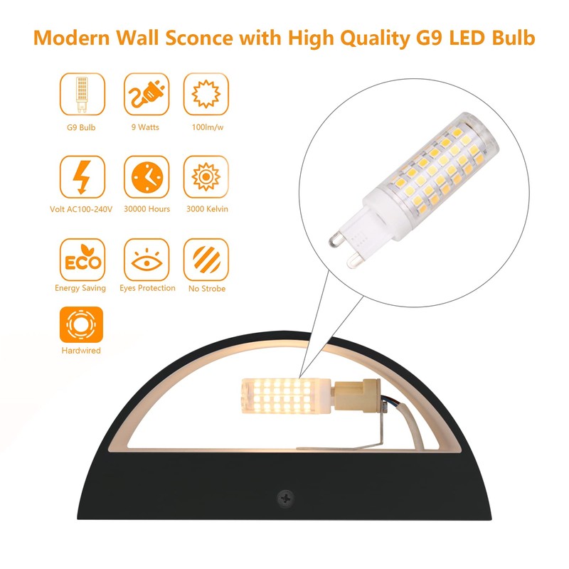 Aipsun Black Modern LED Wall Sconce Indoor Wall Lights 1