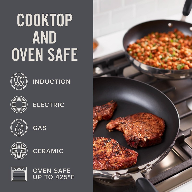 Zakarian by Dash TruPro Nonstick Stainless Steel 8" + 10"