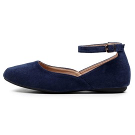 VenusCelia Zapato plano Serenity Strap para mujer, Azul Marino Gamuza, 6 US