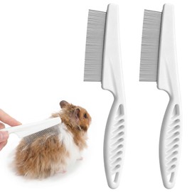 2Pcs Rabbit Brush, Fine-Tooth Stainless Steel Flea Brush for Dogs Rounded Teeth Grooming Metal Comb for Dogs, Chinchillas, Ferrets, Guinea Pigs, Rabbits