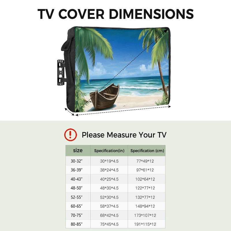 Outdoor TV Cover - Summer Palm Tree Ocean Beach Boat