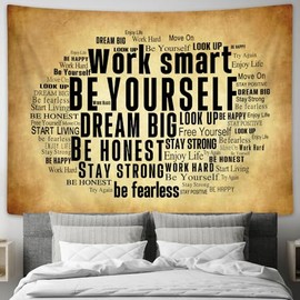 Drgilau Inspirational Quotes Tapestry for Office, Positive Words Letters Sayings Vintage Bedroom Wall Decor Tapestries, Encouraging Work Life Tapestry Wall Decor for College Dorm Home 40X30 Inch